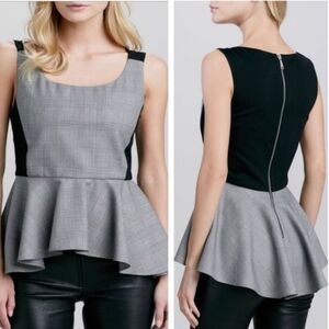 Rebecca Minkoff Womens Sz 4 Monroe Sleeveless Zip-Back Plaid Peplum Black Gray